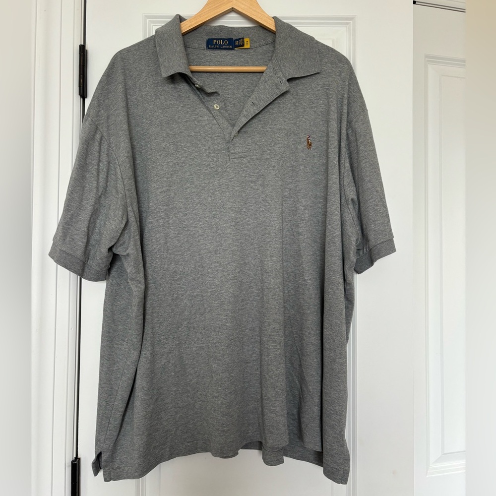Polo Ralph Lauren Heather Gray Classic Polo Shirt Short Sleeve 2XB Big & Tall